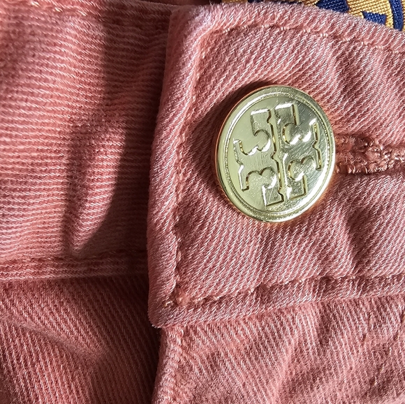 TORY BURCH Alexa Cropped Skinny Jeans Coral Pink Low Rise Stretch - Picture 7 of 16